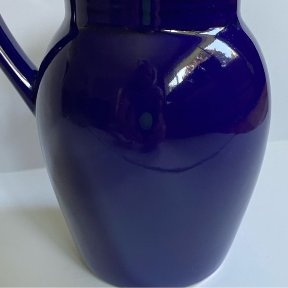 Pottery Pitcher Vintage Cerind Porcelana Vitro Portugal Cobalt Blue 7.25” Vase - Picture 4 of 16